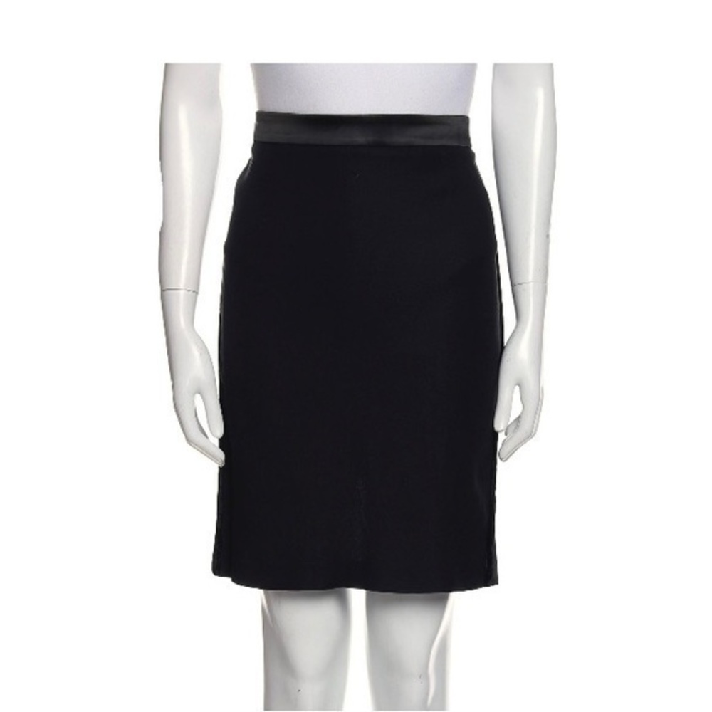 Dolce & Gabbana D&G Pencil Skirt, Black Velvet Tuxedo Stripes Brown satin waist